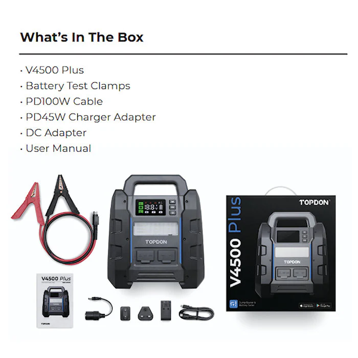TOPDON V4500 Plus Jump Starter & Battery Tester - J. C. Star Autoworks, Inc.